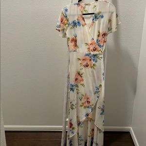 PROMESA floral maxi wrap dress